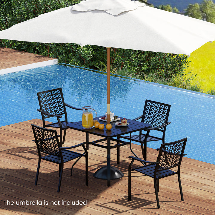 Giantex 5 Piece Patio Dining Set, Outdoor Dining Table W/ 4 Stackable Chairs