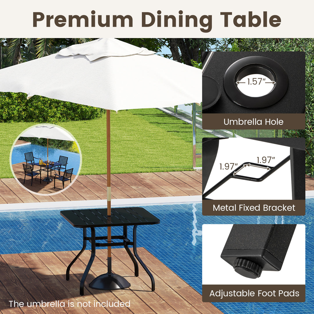 Giantex 5 Piece Patio Dining Set, Outdoor Dining Table W/ 4 Stackable Chairs