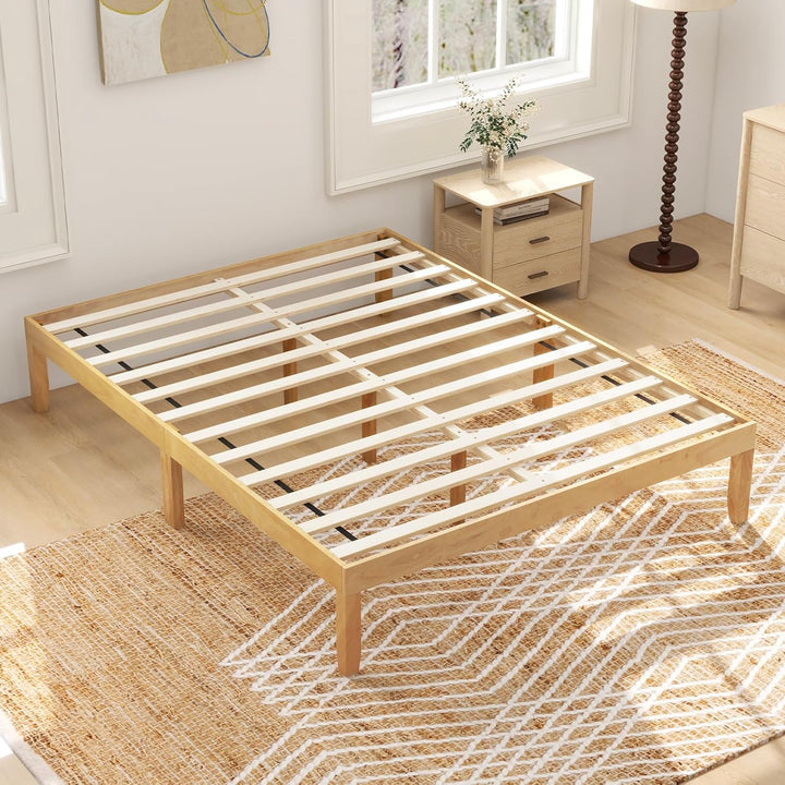 Giantex 14 Inch Twin Wood Platform Bed Frame, Minimalist Twin Bed Frame with Wooden Slats Support &amp; Rubber Wood Legs