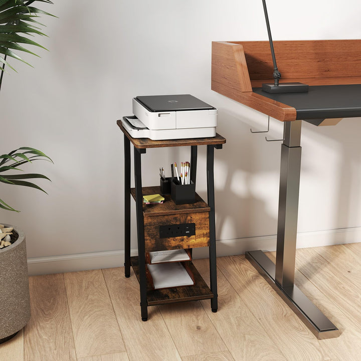 GIANTEX 3-Tier Industrial Nightstand with Charging Station (1/2)