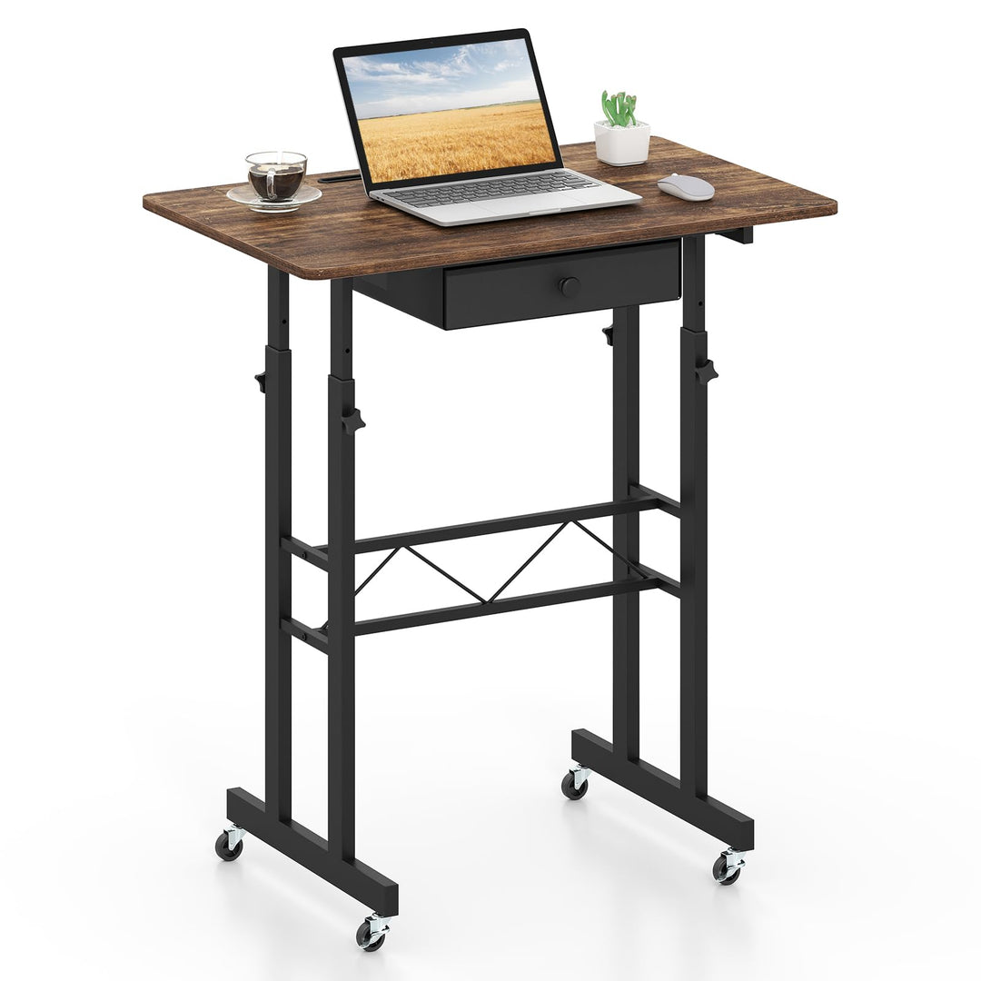 Giantex 31.5 Small Standing Desk with Drawer for Walking Pad Treadmill