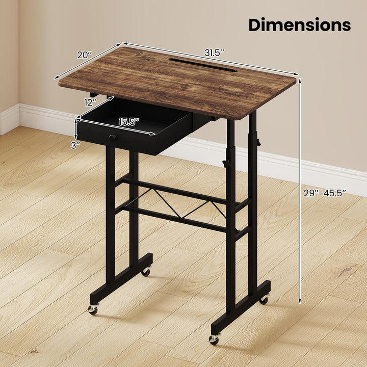 Giantex 31.5 Small Standing Desk with Drawer for Walking Pad Treadmill