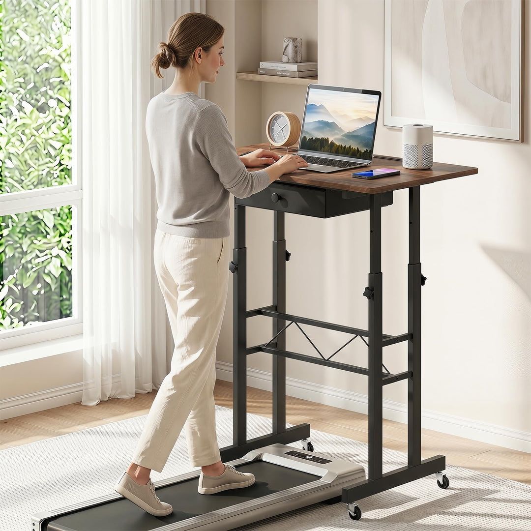 Giantex 31.5 Small Standing Desk with Drawer for Walking Pad Treadmill