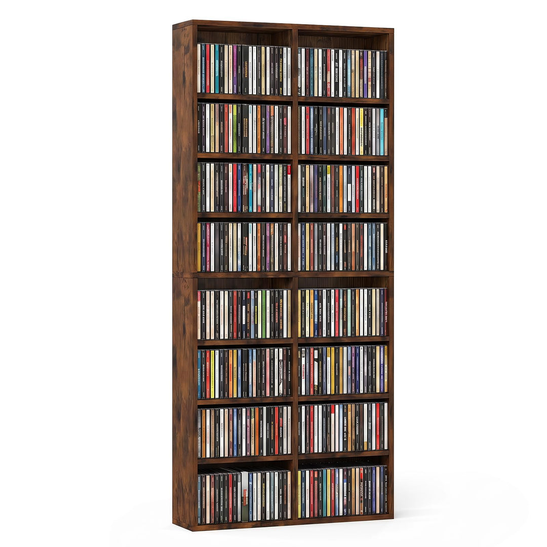 GIANTEX DVD Shelf | 16-Shelf Wide CD Rack with 12 Adjustable Shelves (1/2)
