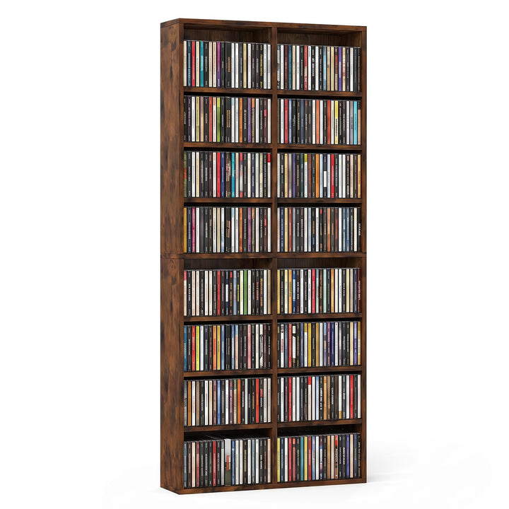 GIANTEX DVD Shelf | 16-Shelf Wide CD Rack with 12 Adjustable Shelves (1/2)