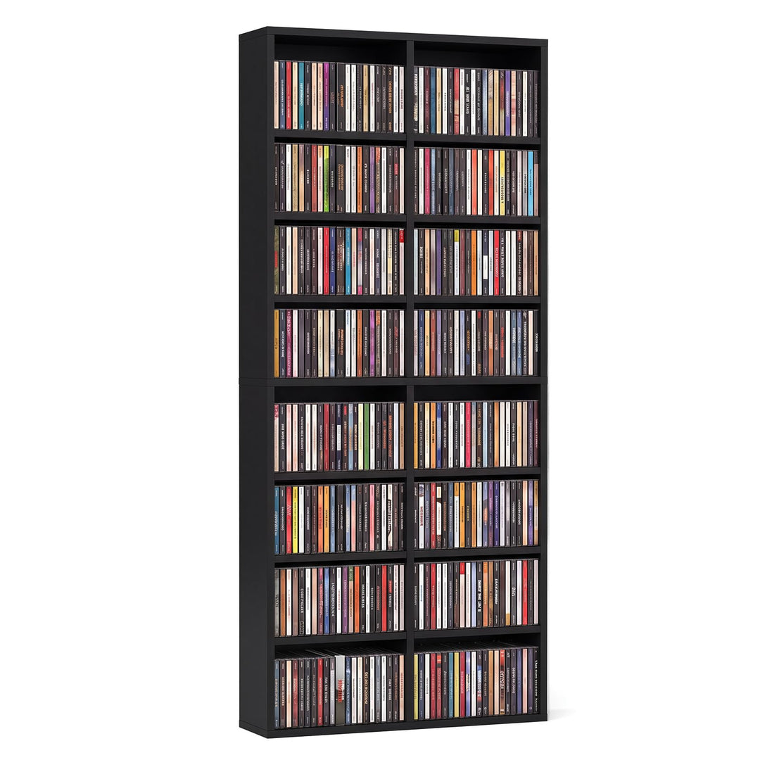 GIANTEX DVD Shelf | 16-Shelf Wide CD Rack with 12 Adjustable Shelves (1/2)