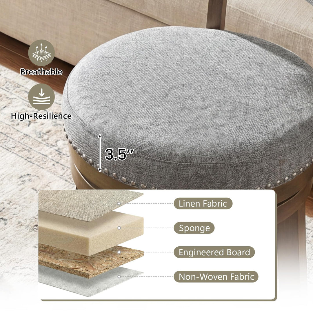 Giantex 31.5" Bar Height Stools with Linen Fabric Upholstered Seat &amp; Back Set of 2/4