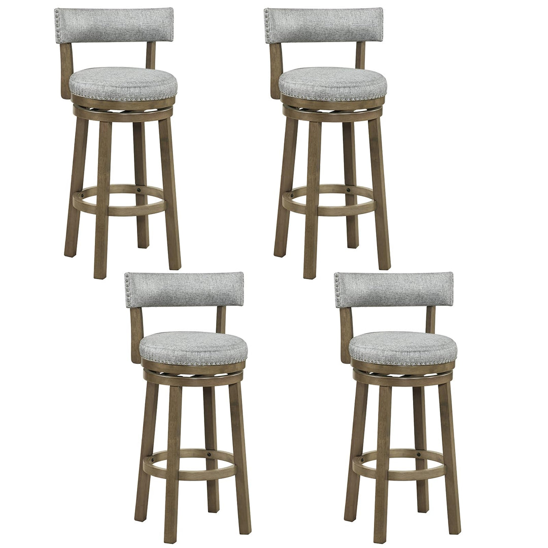 Giantex 31.5" Bar Height Stools with Linen Fabric Upholstered Seat &amp; Back Set of 2/4