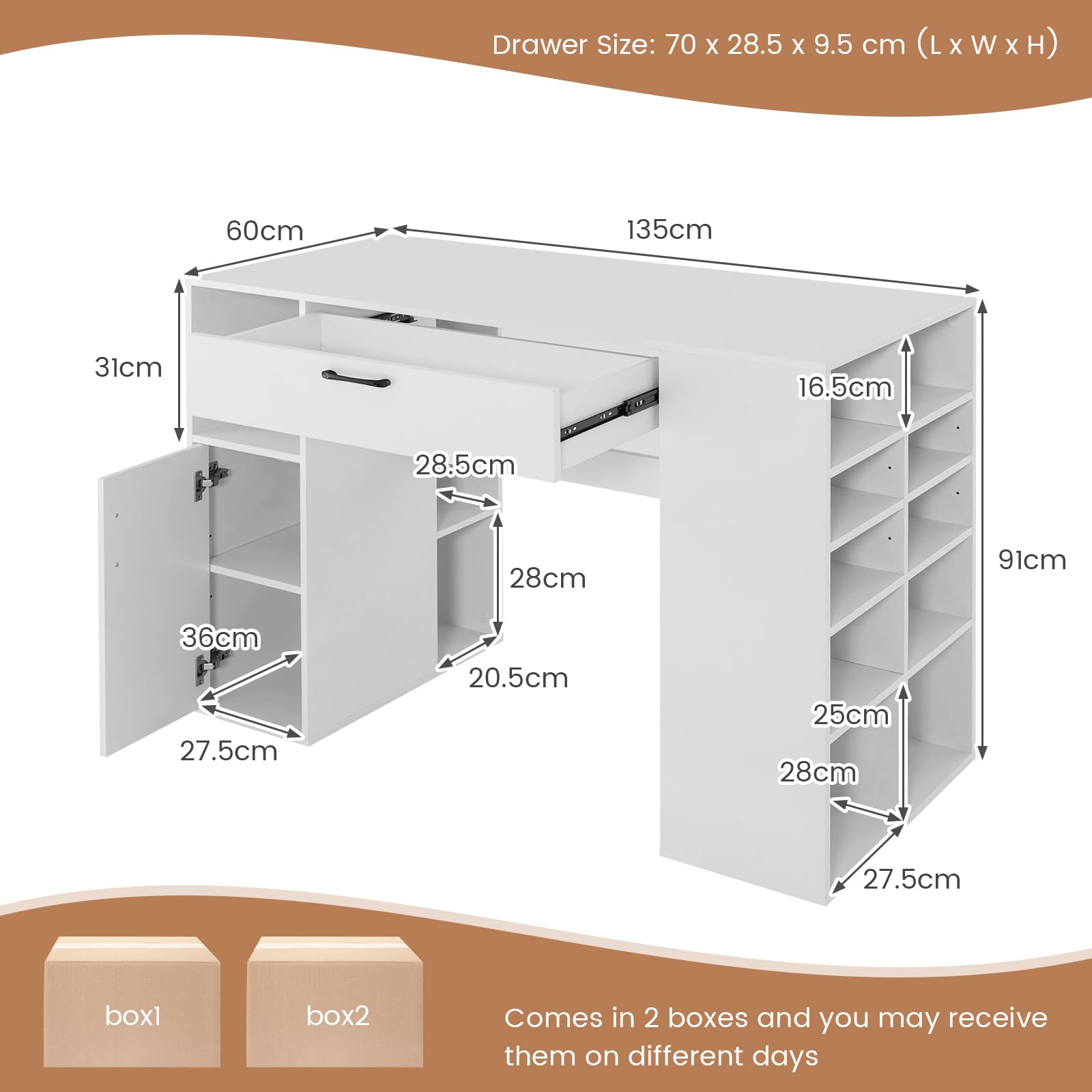 Craft Table with Storage - Giantex