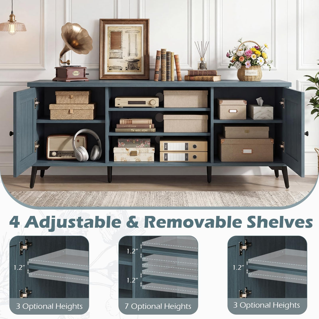 Giantex 2-Door TV Stand for TVs up to 65" with 2 Storage Cabinets &amp; 4 Adjustable Shelves