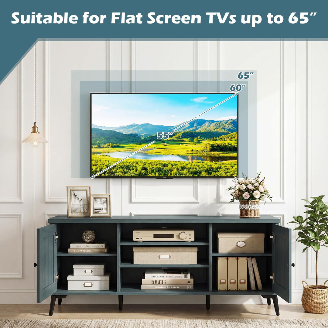 Giantex 2-Door TV Stand for TVs up to 65" with 2 Storage Cabinets &amp; 4 Adjustable Shelves