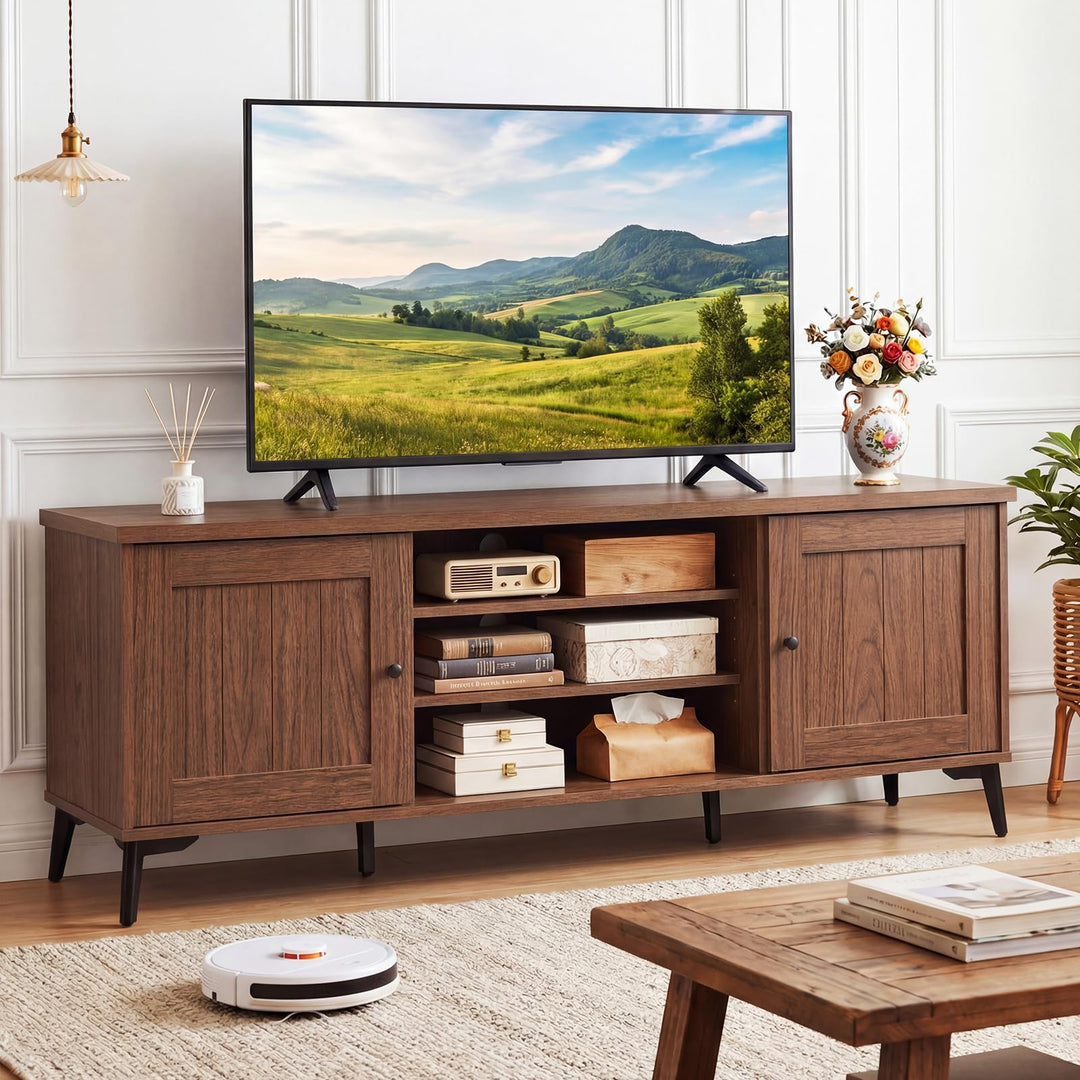 Giantex 2-Door TV Stand for TVs up to 65" with 2 Storage Cabinets &amp; 4 Adjustable Shelves