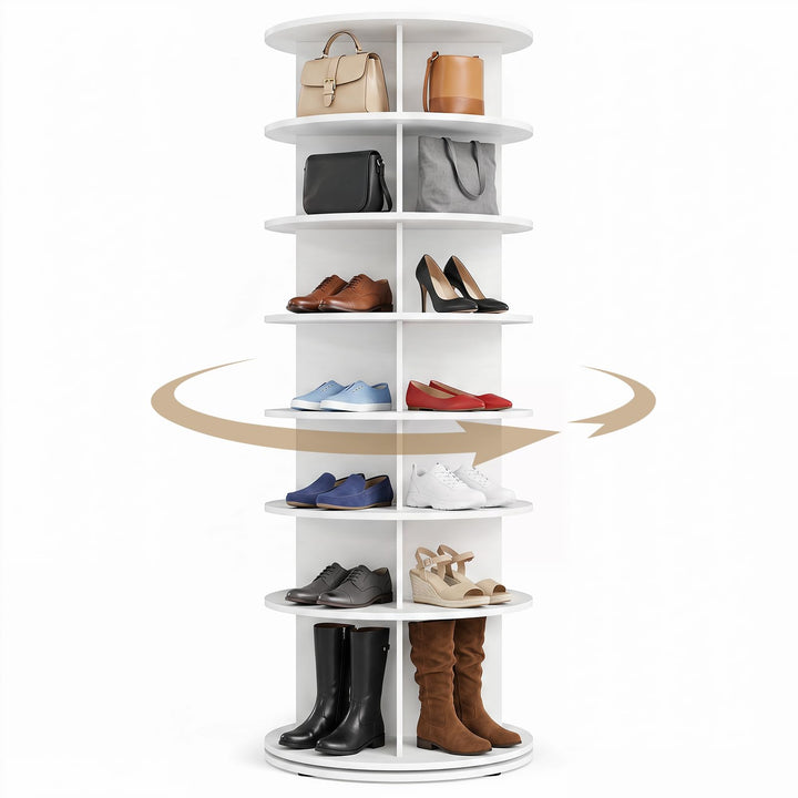 Giantex 7 Tier Rotating Shoe Rack Tower with 28 Cubes