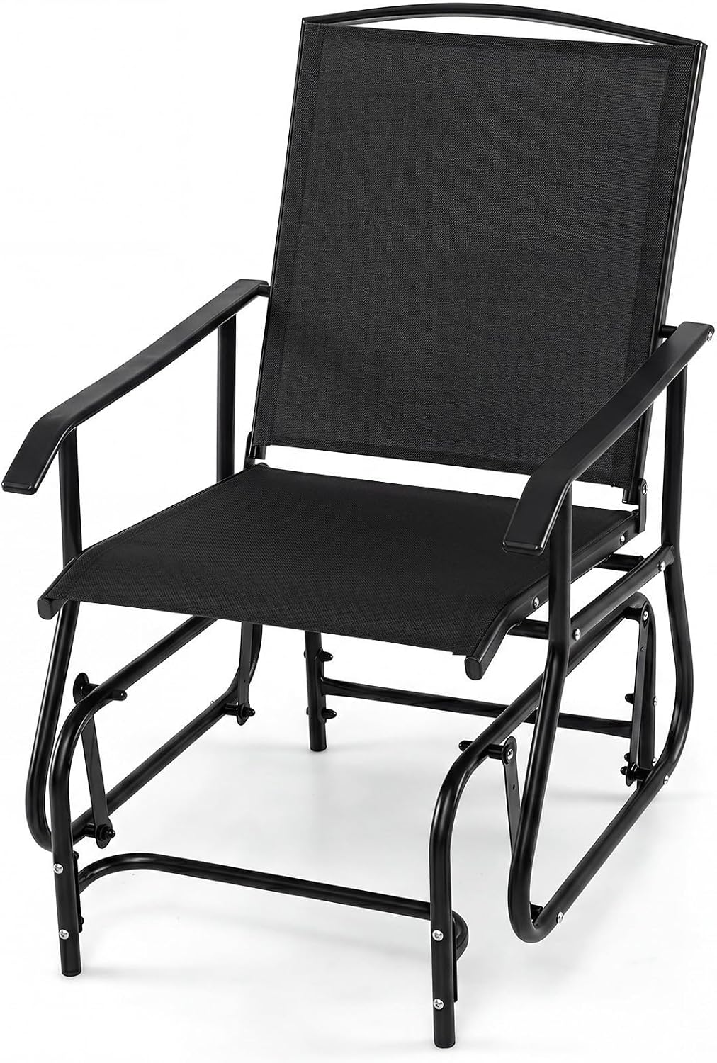 GIANTEX Outdoor Glider Chair, Patio Gliding Chair w/Metal Frame, Grey | Patio Swing Chair w/ Breathable Fabric Seat &amp; Backrest