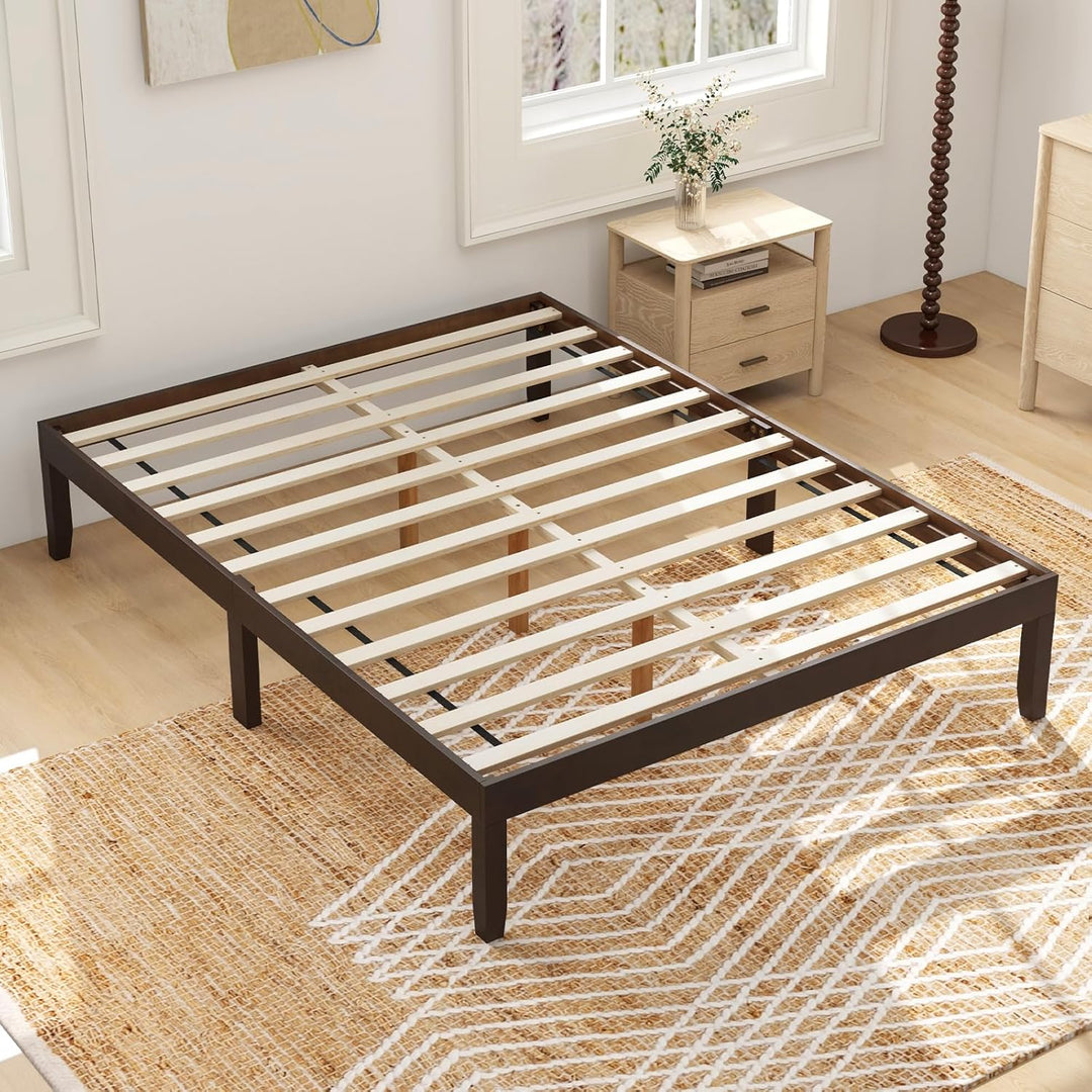 Giantex 14 Inch Twin Wood Platform Bed Frame, Minimalist Twin Bed Frame with Wooden Slats Support &amp; Rubber Wood Legs