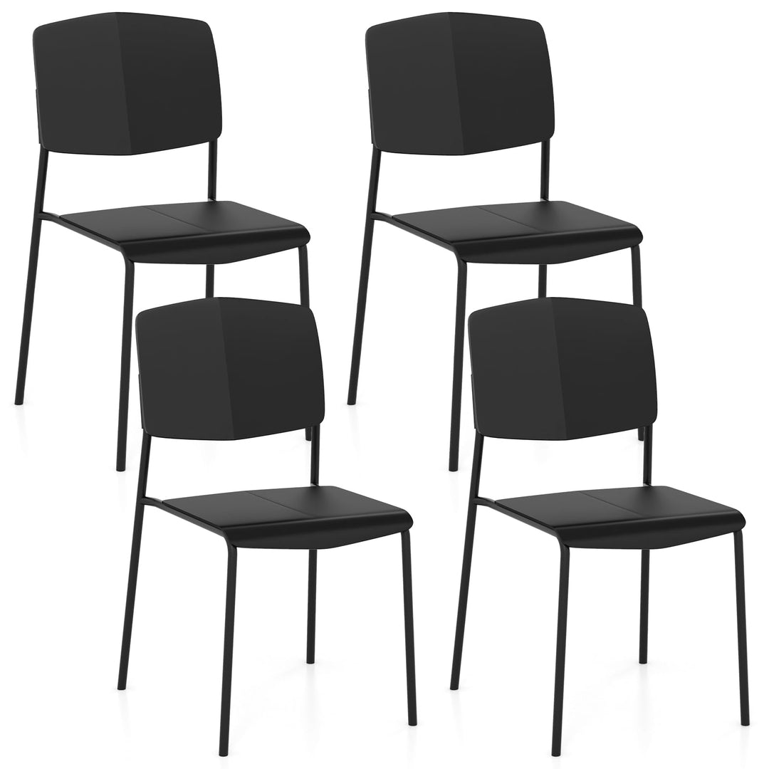 Giantex Stackable Dining Chairs Set, Modern Kitchen Chairs w/Metal Legs &amp; Curved Back, Load up to 350 LBS