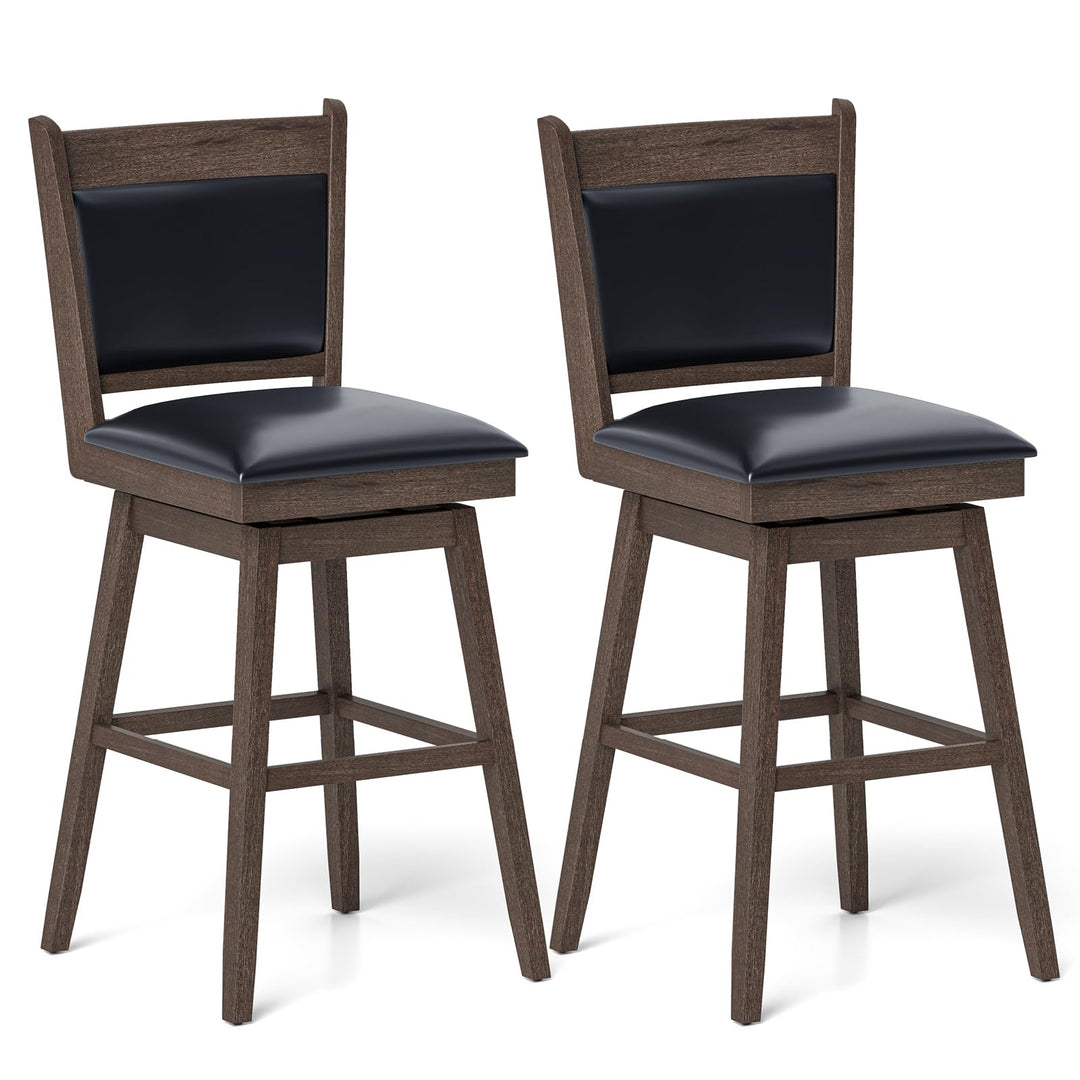 Giantex 29" Bar Stools Set, Upholstered Swivel Bar Chairs with Ergonomic Back