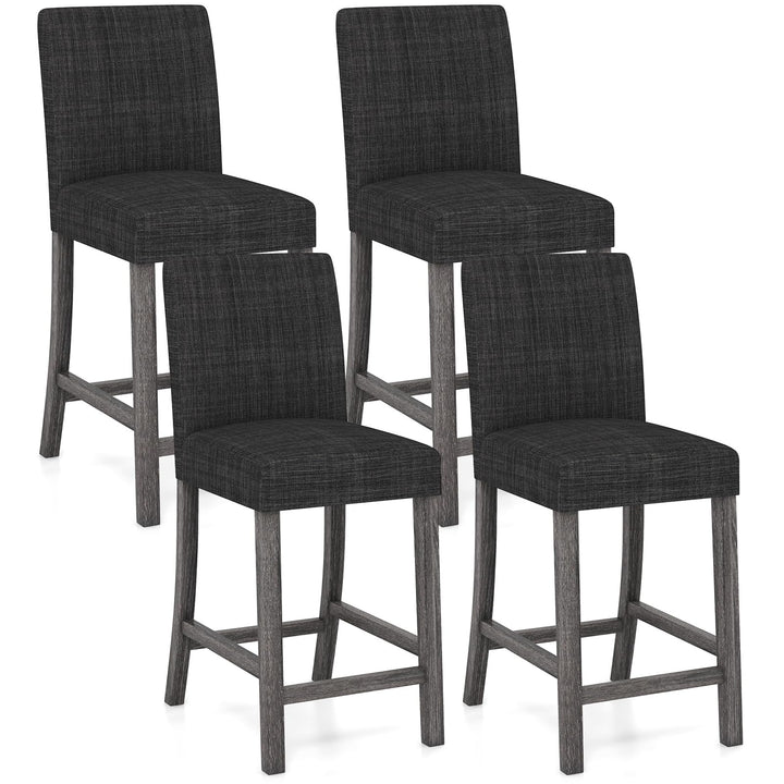 Giantex Bar Stools Counter Height, 24.5" Modern Fabric Bar Chairs with Back, Footrest &amp; Solid Wood Legs