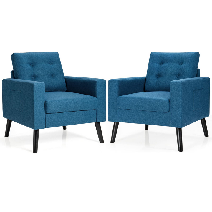 Giantex Modern Accent Chair, Mid-Century Upholstered Armchair Club Chair