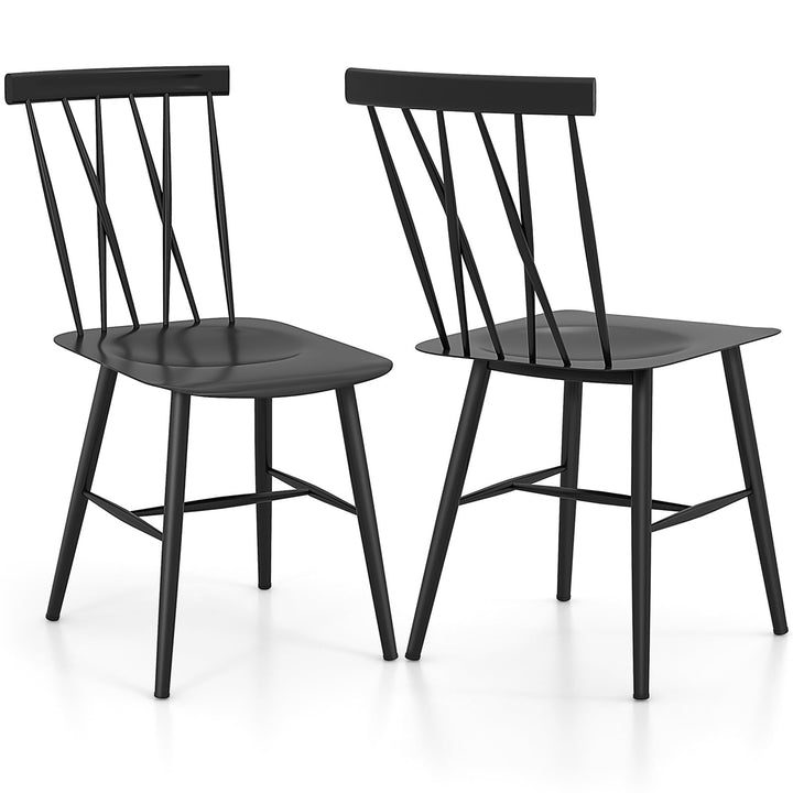 Giantex Metal Dining Chairs Set, Farmhouse Kitchen Chairs w/High Cross Backrest &amp; Curved Seat