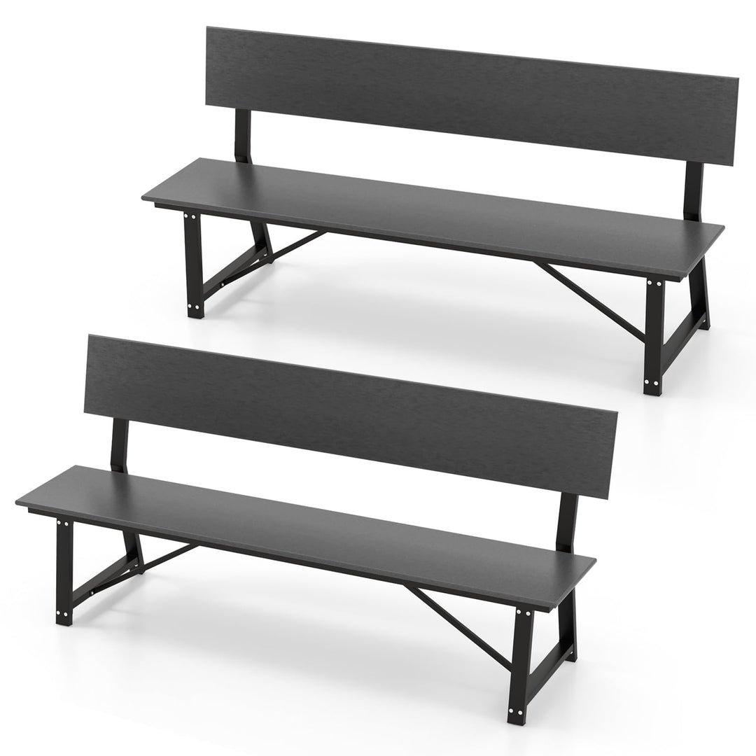 Giantex Outdoor Bench, 4-Person 72 Inches Garden Bench with Weatherproof HDPE Backrest &amp; Seat