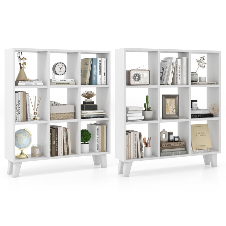 Giantex 9-Cube Open Bookcase, 3-Tier Freestanding Bookshelf with 4 Slanted Legs &amp; 6 Removable Shelves