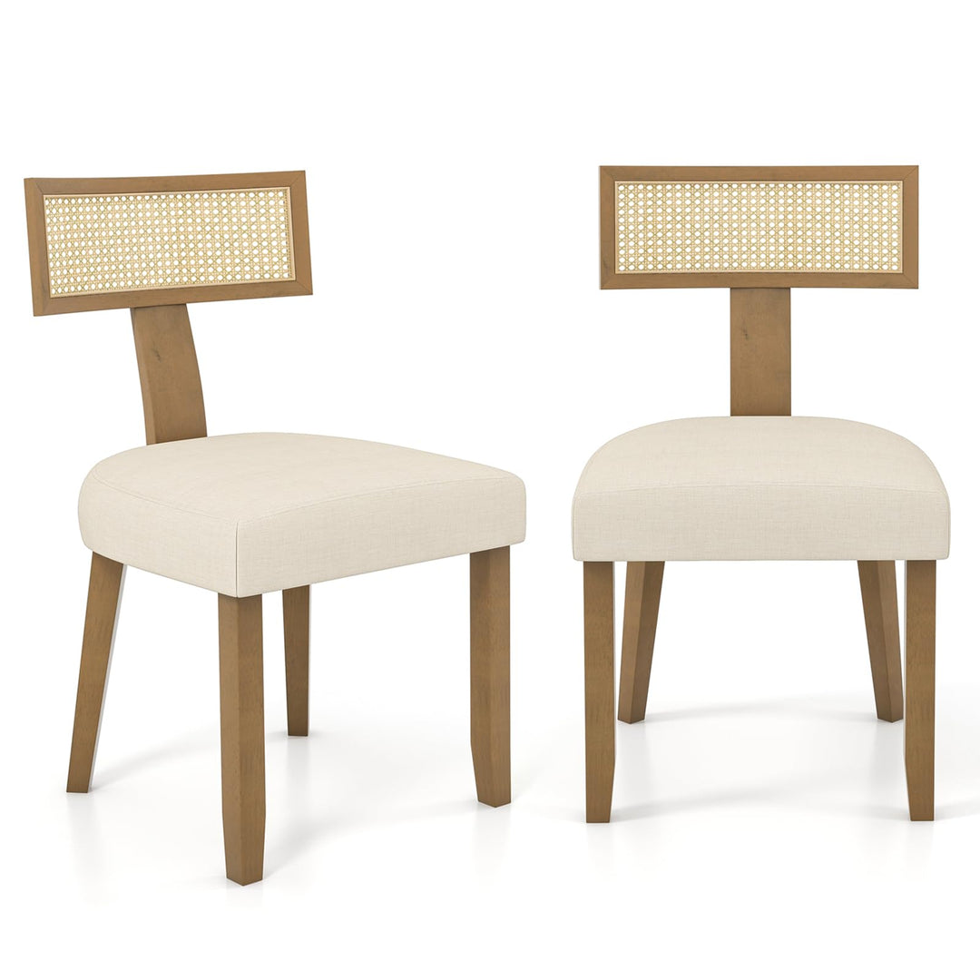 Giantex Rattan Dining Chairs Set, Mid Century Modern Kitchen Chairs w/Rattan Backrest &amp; Rubber Wood Legs