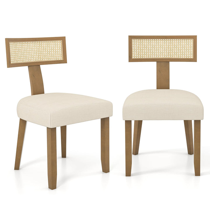 Giantex Rattan Dining Chairs Set, Mid Century Modern Kitchen Chairs w/Rattan Backrest &amp; Rubber Wood Legs