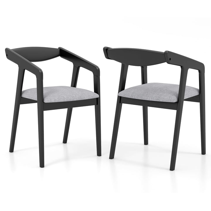 Giantex Wooden Dining Chairs Set, Linen Fabric Upholstered Kitchen Chairs w/Armrests &amp; Padded Cushion