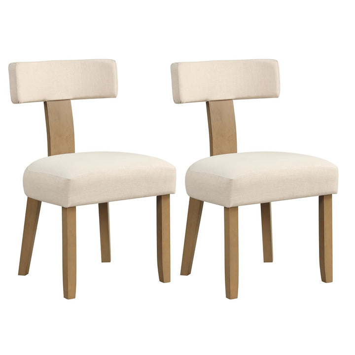 Giantex Upholstered Dining Chairs Set, Mid Century Modern Kitchen Chairs w/Curved Backrest &amp; Rubber Wood Legs