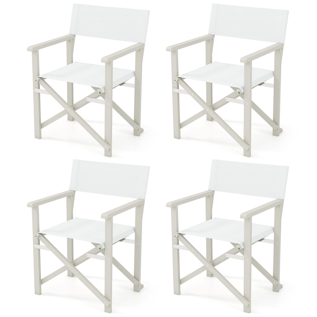 Giantex Set  Folding Director Chairs, Lightweight Patio Camping Chair with Acacia Wood Frame &amp; Oxford Fabric Seat