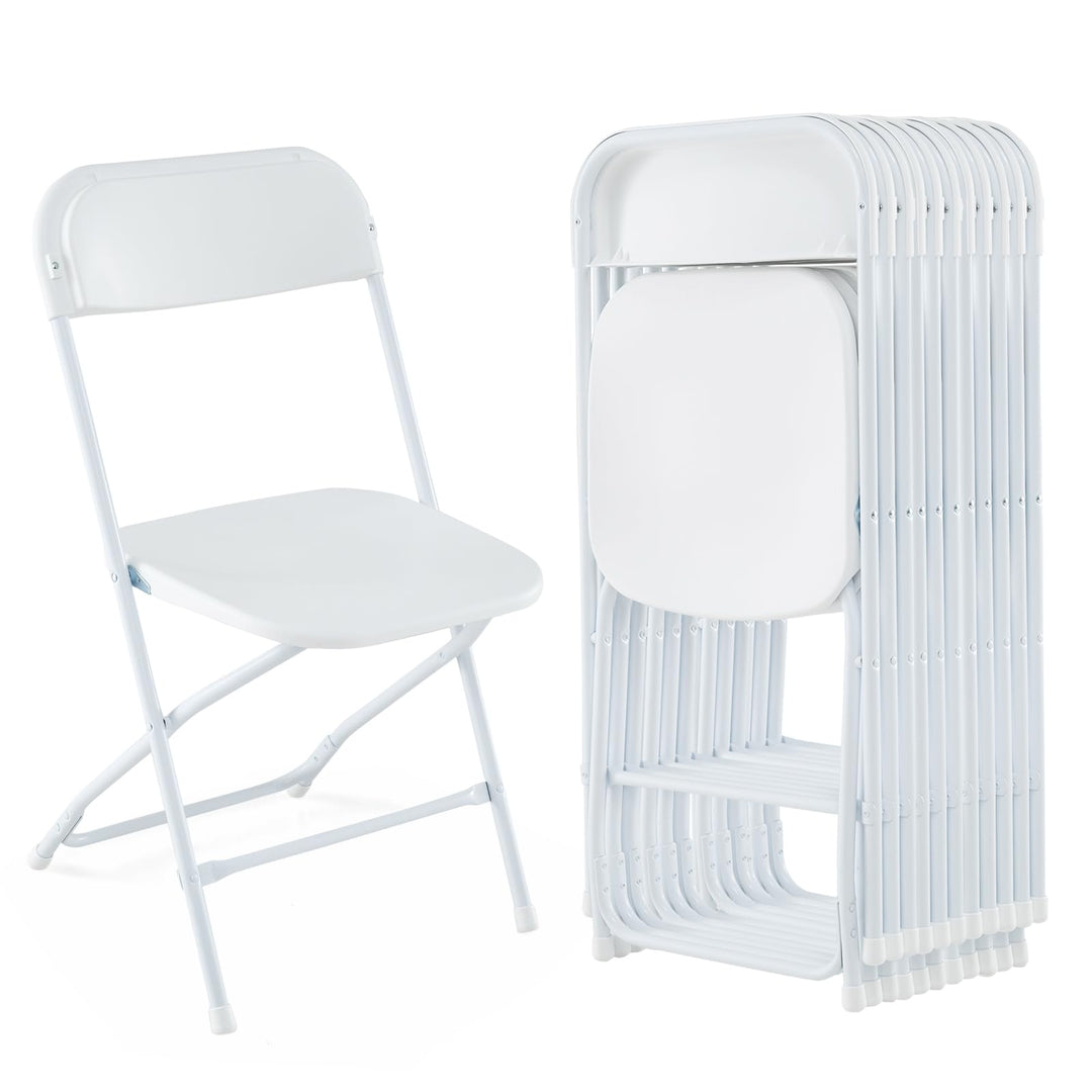 Giantex Folding Chair with Plastic Seat &amp; Back, Heavy-Duty Metal Frame