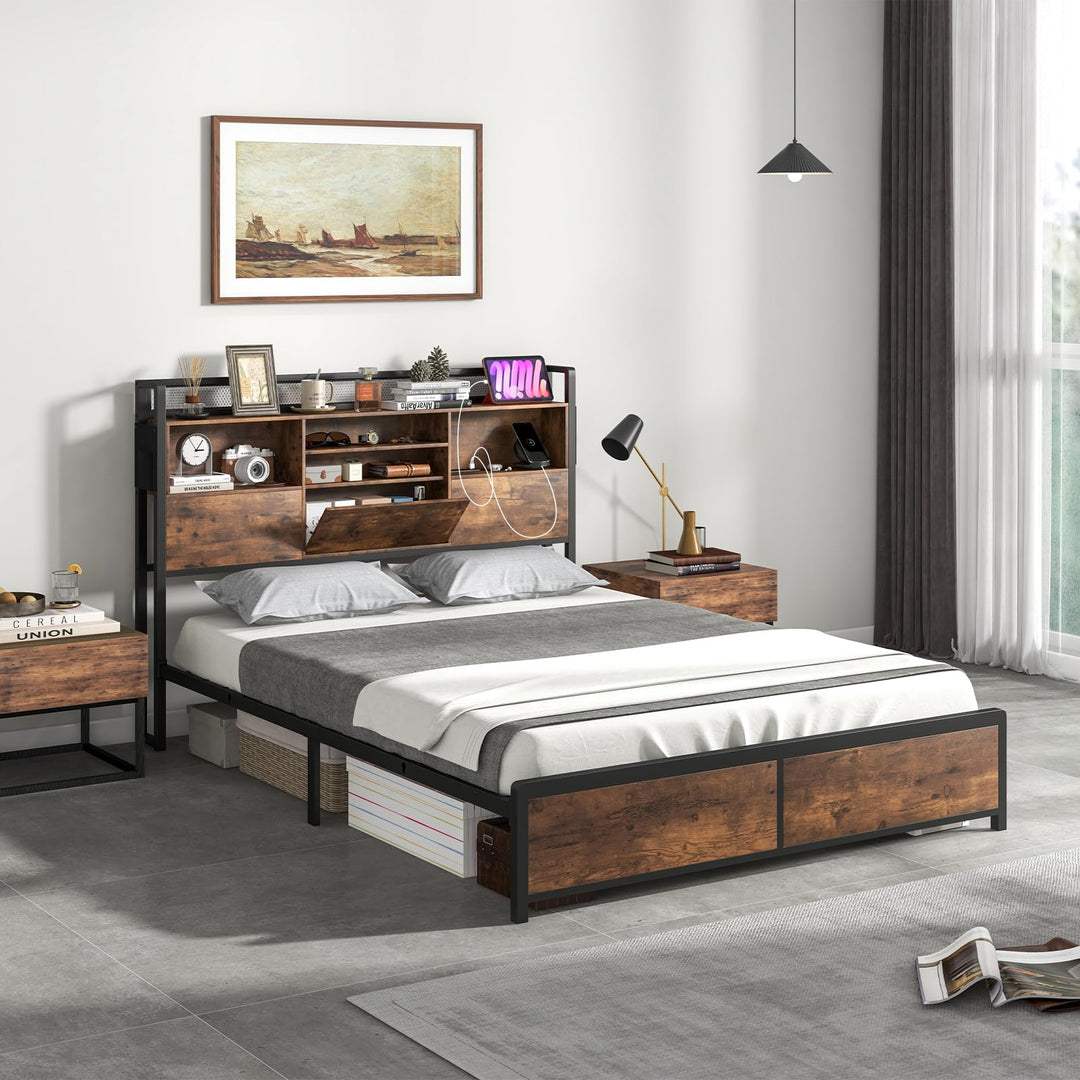 Giantex Queen/Full Size Bed Frame with Storage Headboard