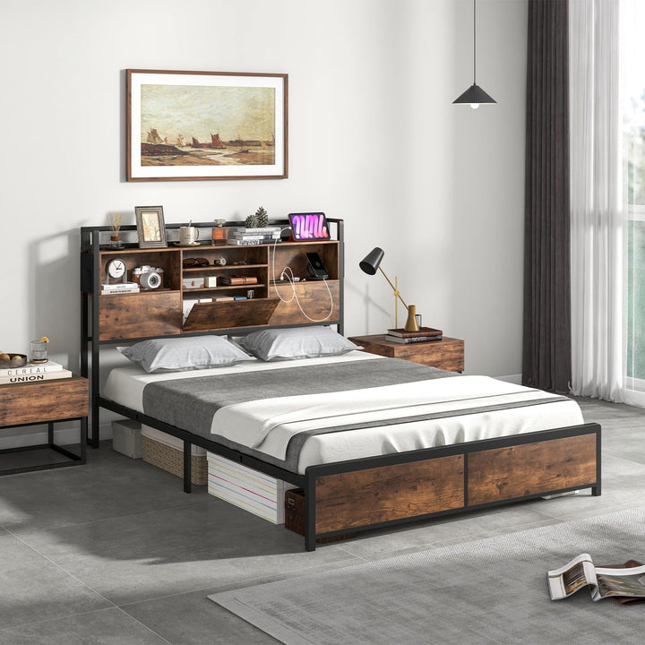 Giantex Queen/Full Size Bed Frame with Storage Headboard