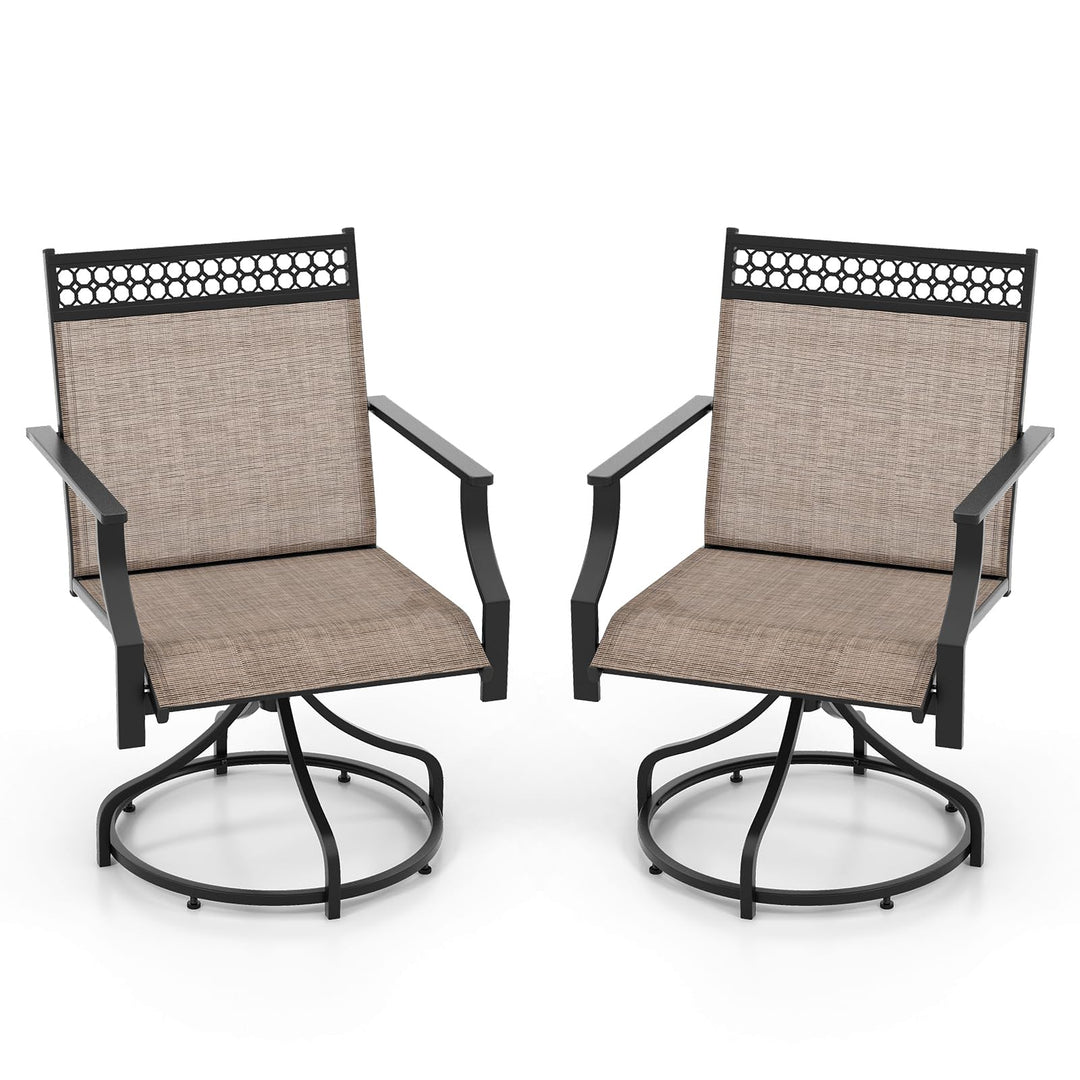 Giantex Swivel Outdoor Chairs, Patio Dining Chairs, Round Steel Base