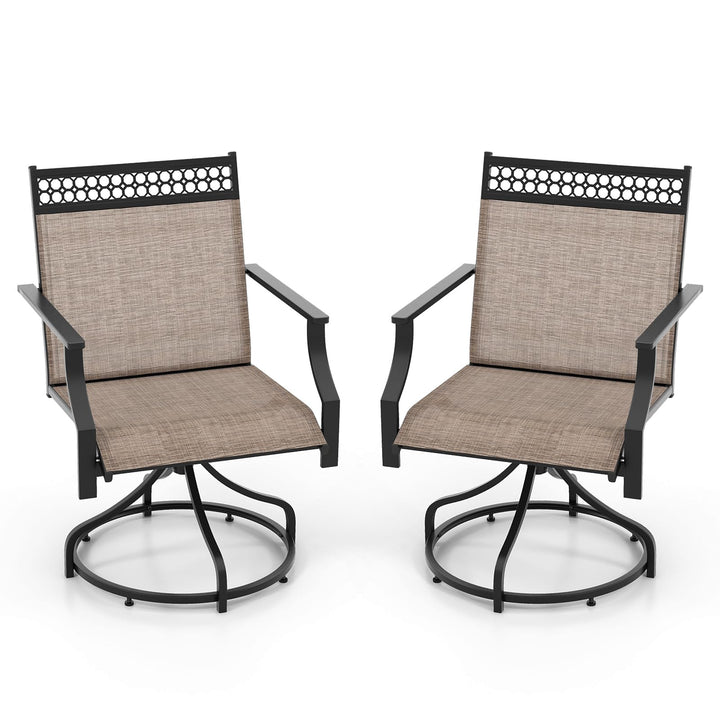 Giantex Swivel Outdoor Chairs, Patio Dining Chairs, Round Steel Base