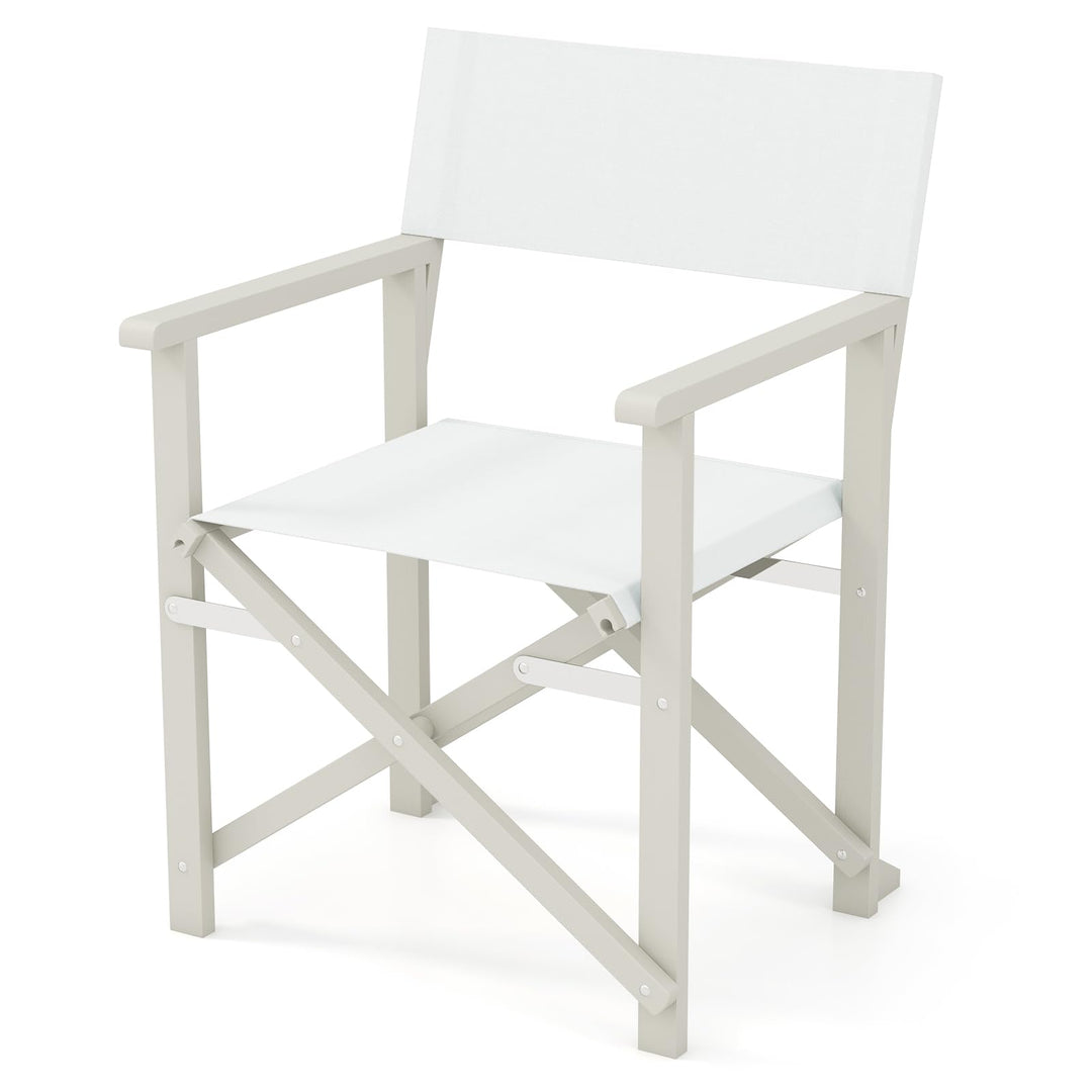 Giantex Set  Folding Director Chairs, Lightweight Patio Camping Chair with Acacia Wood Frame &amp; Oxford Fabric Seat