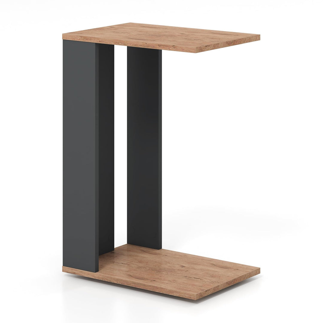 Giantex C Shaped End Table, 2-Tier Sofa Side Table with Universal Wheels &amp; Storage Shelf