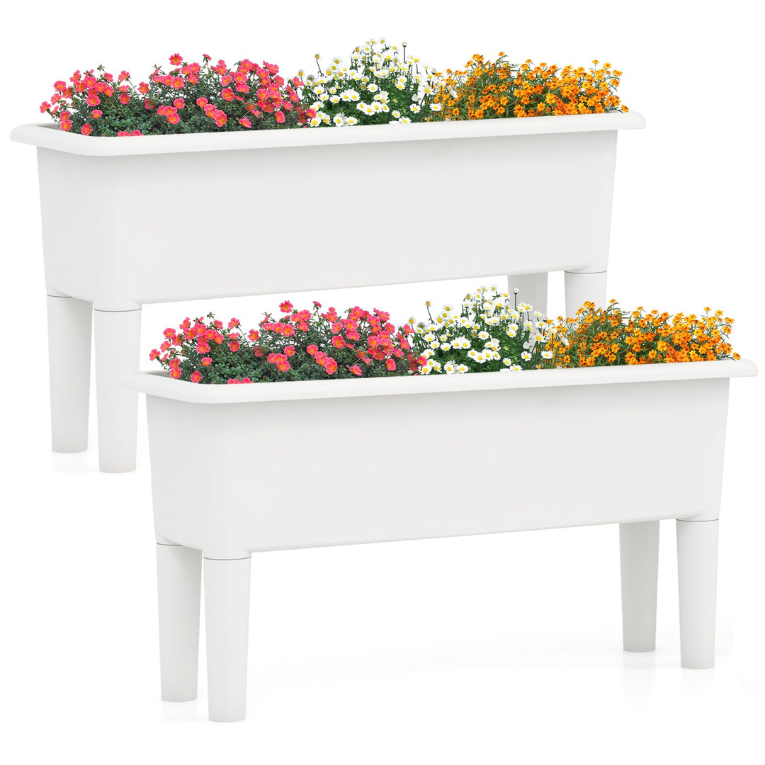 Giantex Raised Garden Beds Outdoor Set of 2, Self-Watering Planter Box with Detachable Legs &amp; Drainage Hole