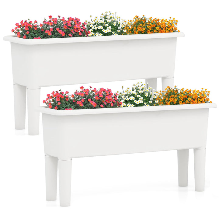 Giantex Raised Garden Beds Outdoor Set of 2, Self-Watering Planter Box with Detachable Legs &amp; Drainage Hole