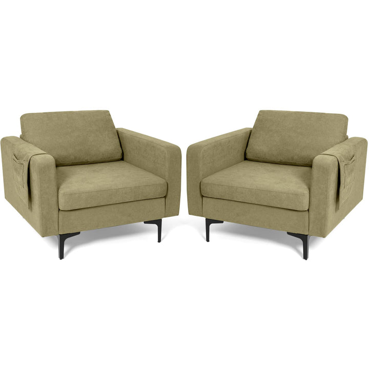 Giantex Modern Accent Chair w/Comfy Thick Cushion, Magazine Pockets