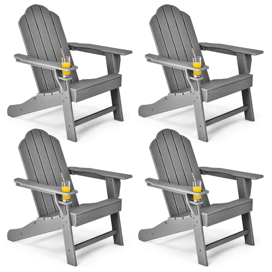 Adirondack Chair with Cup Holder, Outdoor Patio Weather Resistant Chair