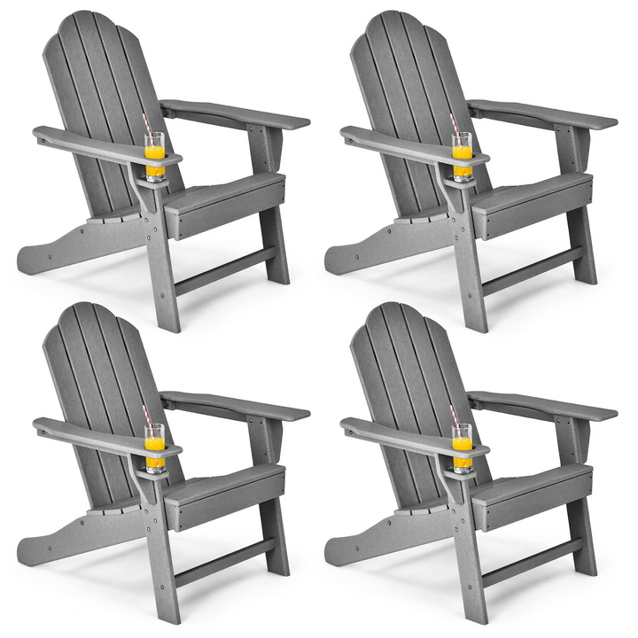 Adirondack Chair with Cup Holder, Outdoor Patio Weather Resistant Chair