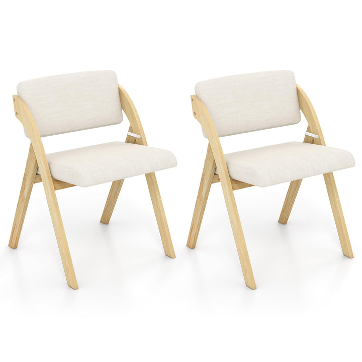 Giantex Set of 2 Folding Kitchen Dining Chairs with Rubber Wood Legs