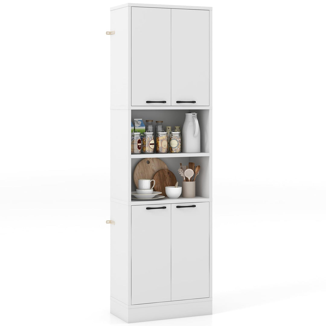 Giantex Kitchen Pantry Cabinet, 75” Tall Freestanding Cupboard with Doors &amp; Shelves