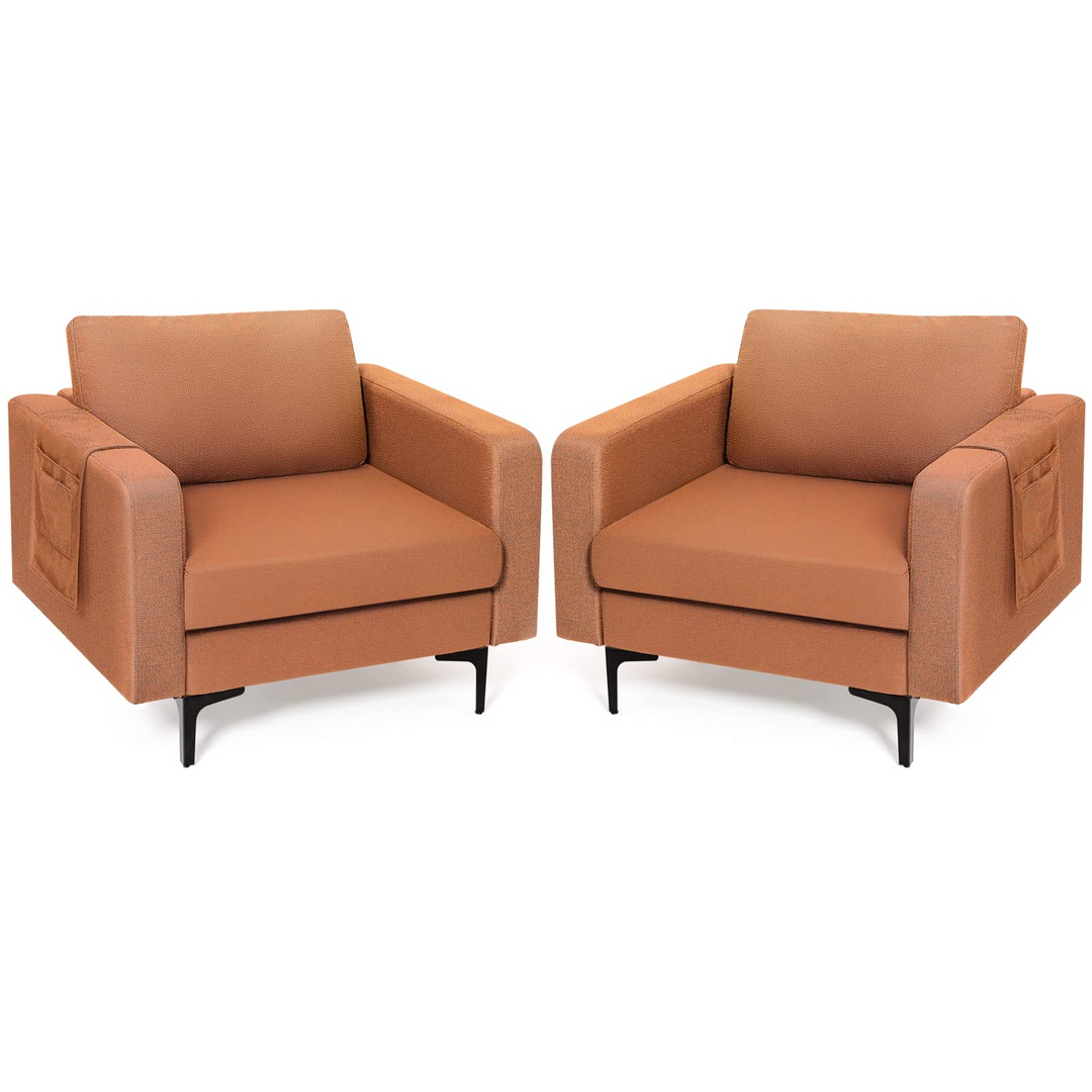 Giantex Modern Accent Chair w/Comfy Thick Cushion, Magazine Pockets