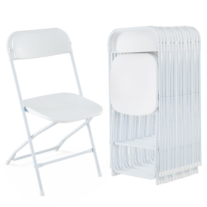 Giantex Folding Chair with Plastic Seat &amp; Back, Heavy-Duty Metal Frame