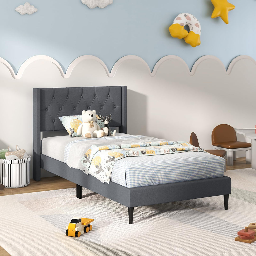 Giantex Queen/Twin Size Platform Bed Frame with Wingback