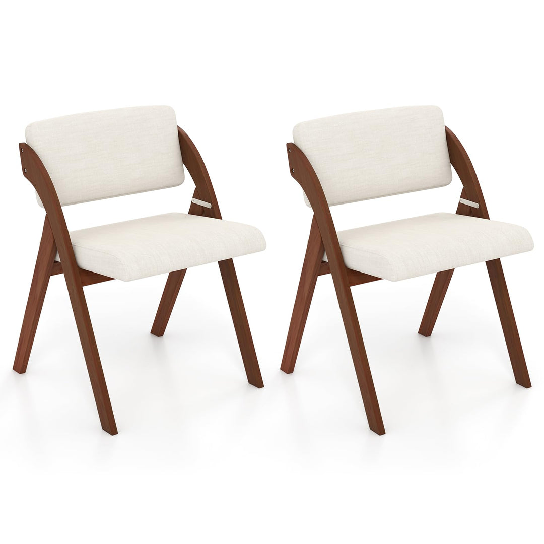Giantex Set of 2 Folding Kitchen Dining Chairs with Rubber Wood Legs