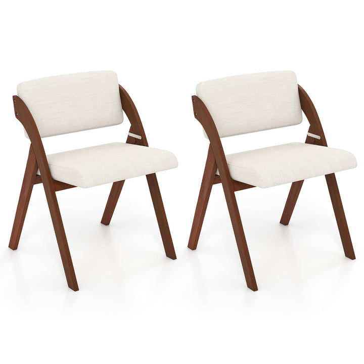 Giantex Set of 2 Folding Kitchen Dining Chairs with Rubber Wood Legs